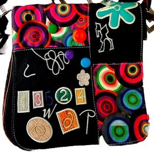 Vintage y2k downtown Womens brown messenger Shoulder bag indie patchwork floral